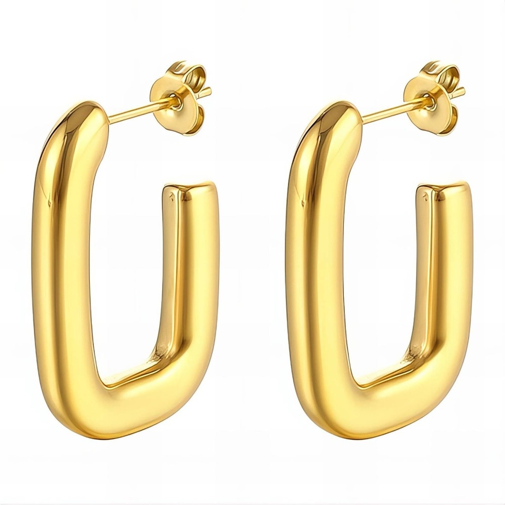 Chic Gold Plated Hoop Earrings - Picture 4 of 5